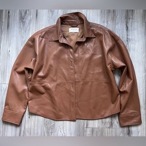 ARITZIA BABATON VEGAN LEATHER BROWN SHIRT JACKET SIZE L